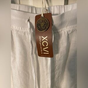XCVI White Linen Jogger Style Pant with Crochet - Size M